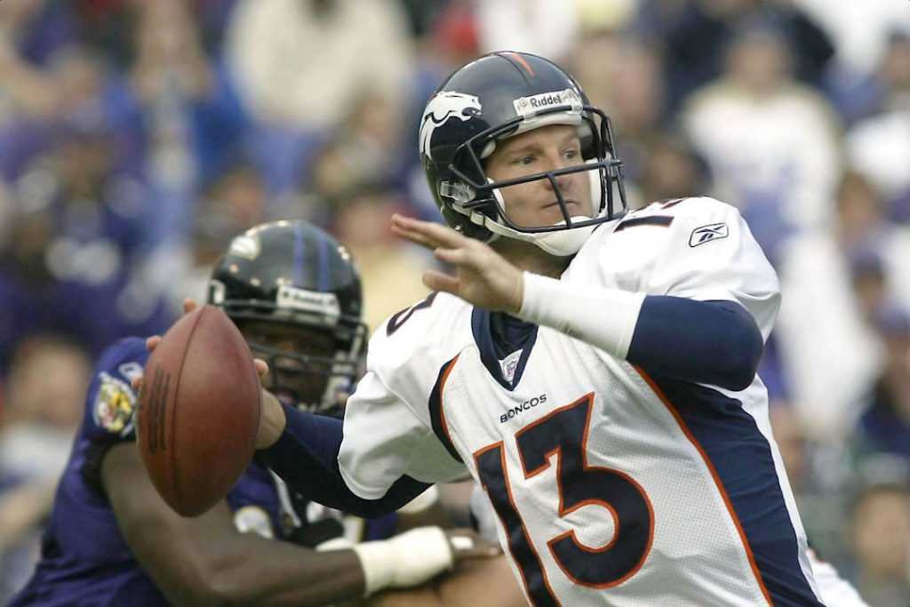 One of the worst quarterbacks of all time, Danny Kanell, winding up for a pass