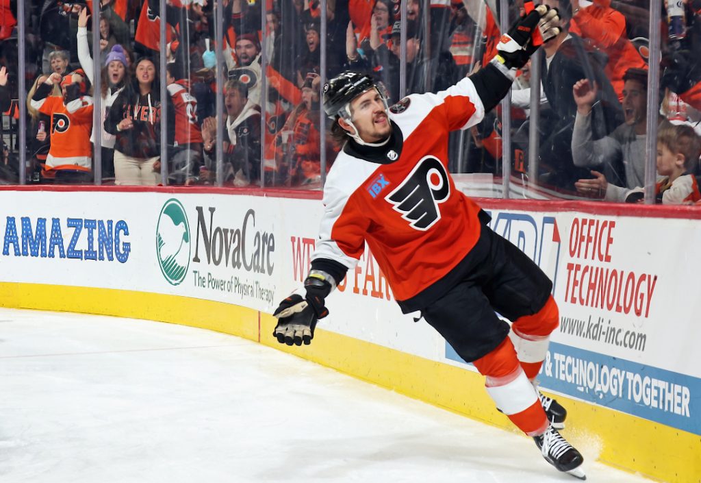 Philadelphia Flyers player celebrating