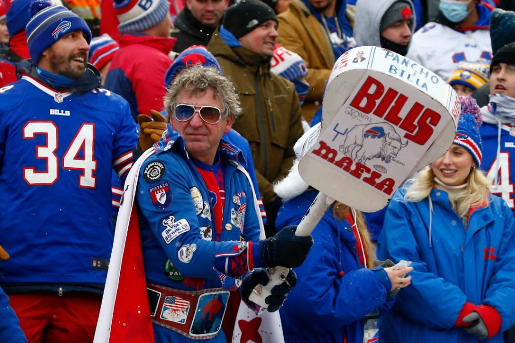 One of the best NFL fan bases, the Buffalo Bills with a Bills Mafia guitar