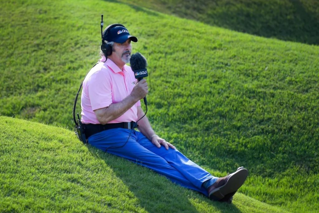 David Feherty lounging around the golf course while reporting