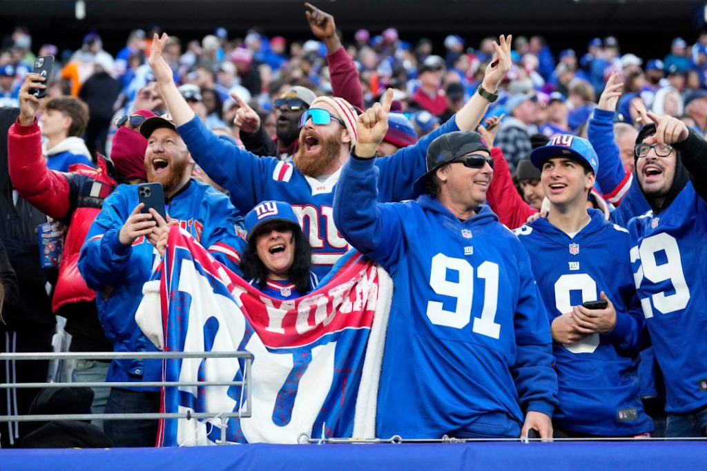 New York Giants fans at an NFL game