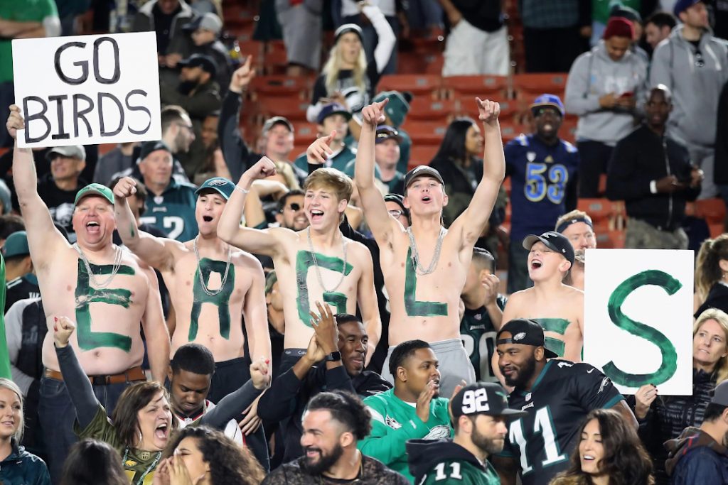 Philadelphia Eagles fans in the stands at a home game