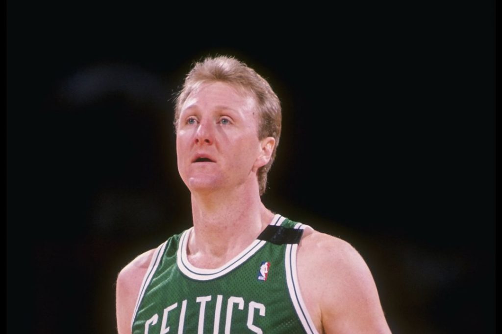 Larry Bird playing for the Celtics
