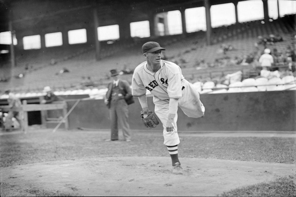 Lefty Grove warms-up ahead of a Red Sox game