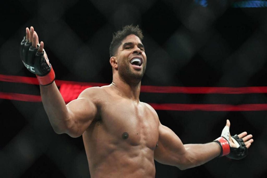 Alistair Overeem celebrating in the octagon
