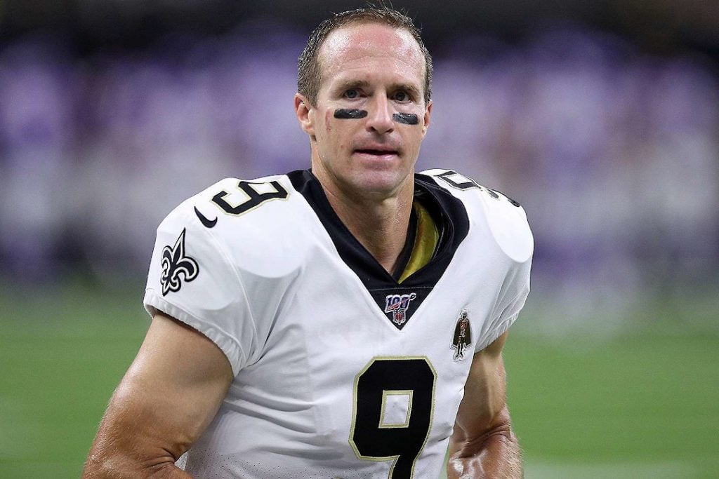 Drew Brees staring at the camera