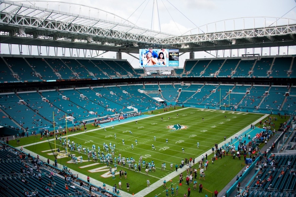The Hard Rock Stadium during an NFL training day