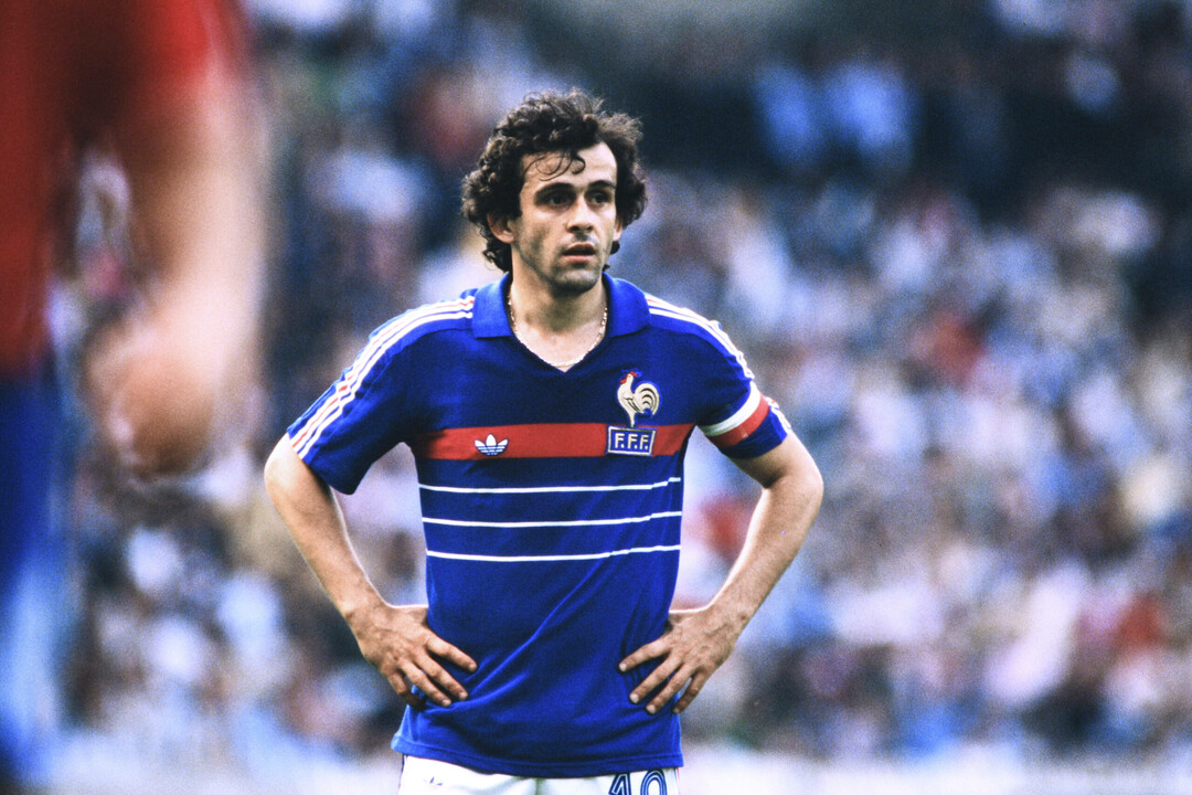 Michel Platini playing for France.